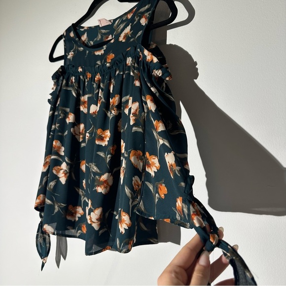 Sienna sky floral green off shoulder blouse size S - Picture 3 of 4